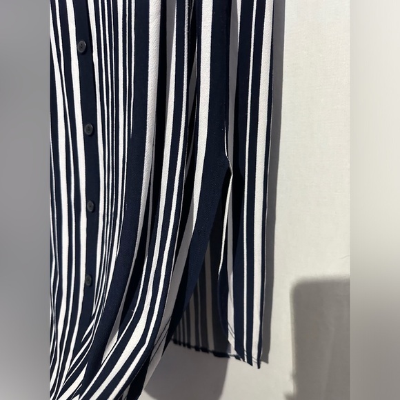 Cato navy blue and white stripe button down maxi skirt , size M - Picture 2 of 6